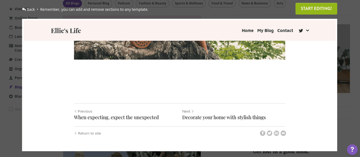Wykorzystanie Strikingly do promowania swojego bloga - integracja mediów społecznościowych