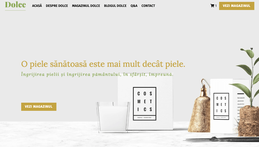 Șablonul Dolce de la Strikingly