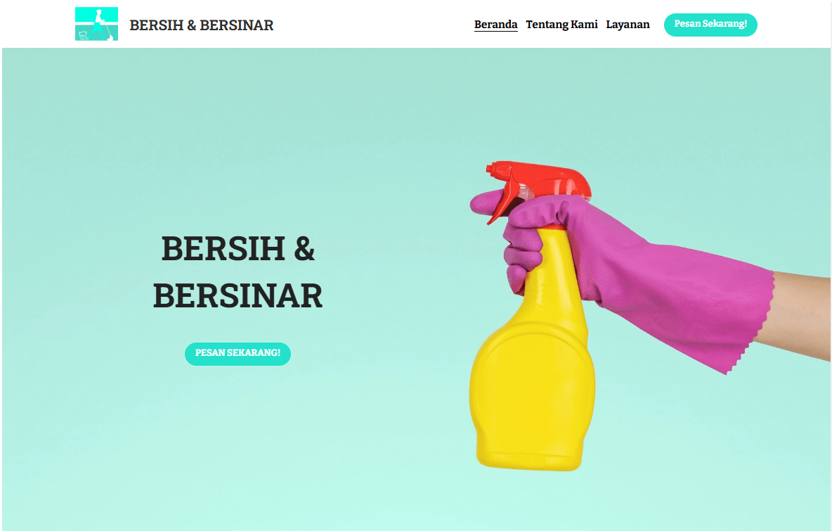 Templat Bisnis Layanan Bersih & Berkilau dari Strikingly