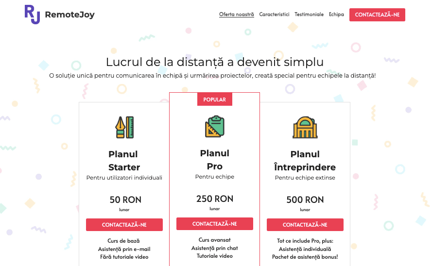 Șablonul Remote Joy de la Strikingly