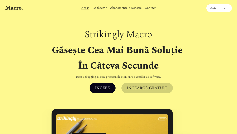 Șablon Macro de la Strikingly
