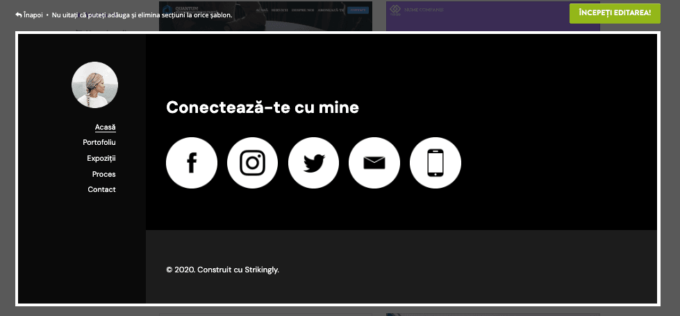 Cum poate Strikingly să ajute la dezvoltarea profesională - integrare cu social media