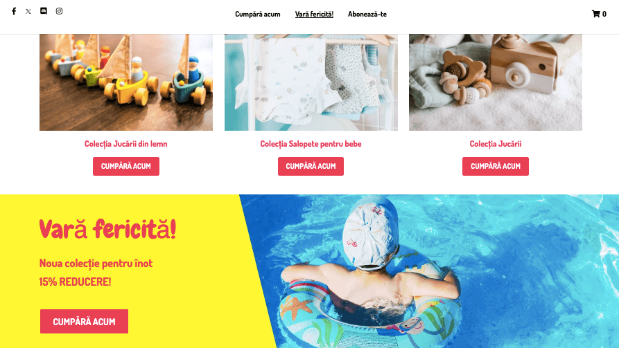 Șablonul magazinului online Peggi de la Strikingly