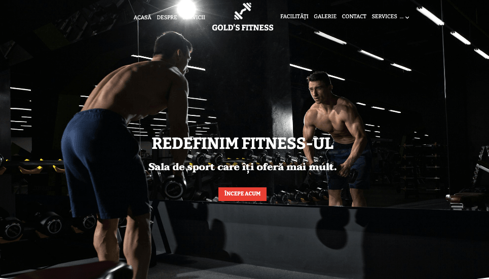 Șablonul Gold's Fitness de la Strikingly