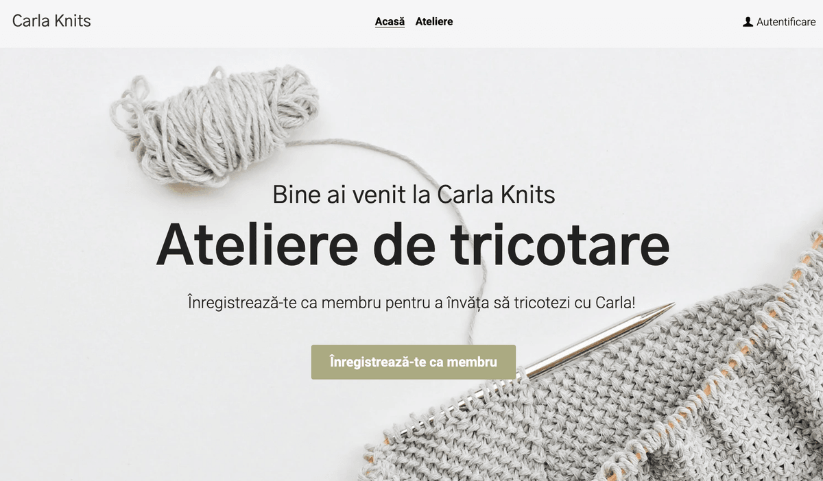 Șablonul Carla Knits pentru site-uri cu abonament