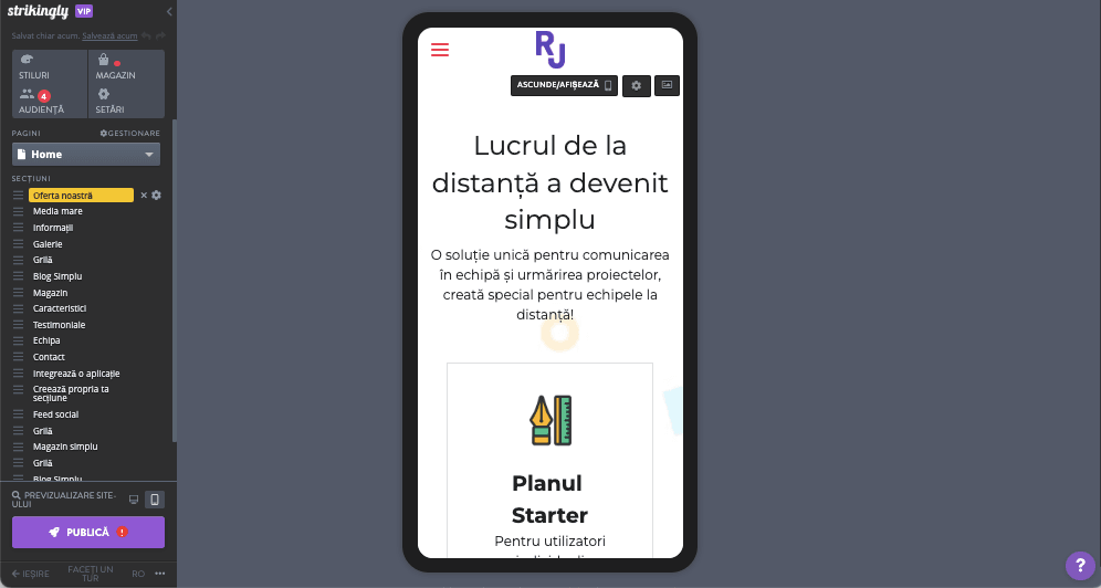 Strikingly - ghidul perfect pentru a lansa cu succes o afacere în domeniul fitnessului - șabloane responsive