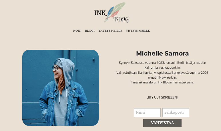 InkBlogin digitaalisen luojan mallipohja Strikinglyltä