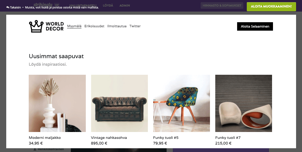 Kuinka perustaa eläkeyritys Strikinglyn avulla - Perusta verkkokauppa (tarvittaessa)