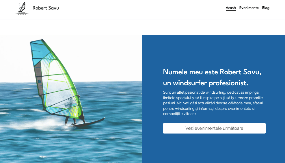 Șablon Windsurfer de la Strikingly