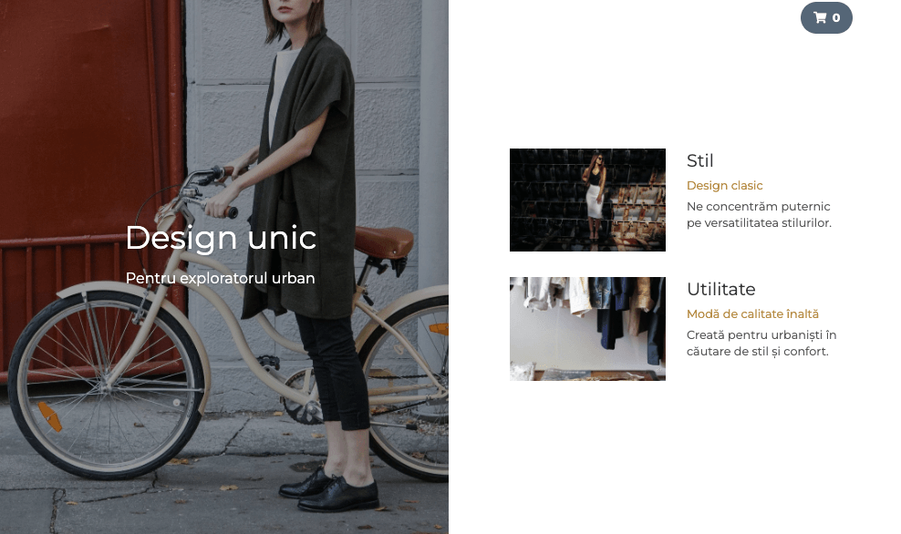 Șablonul de comerț electronic Perspective de la Strikingly