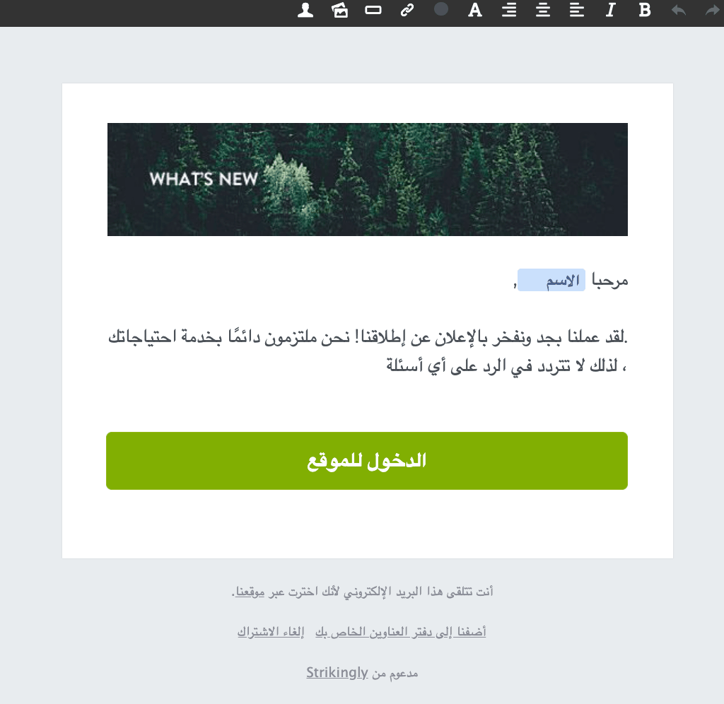 Strikingly نشرة إخبارية محرر