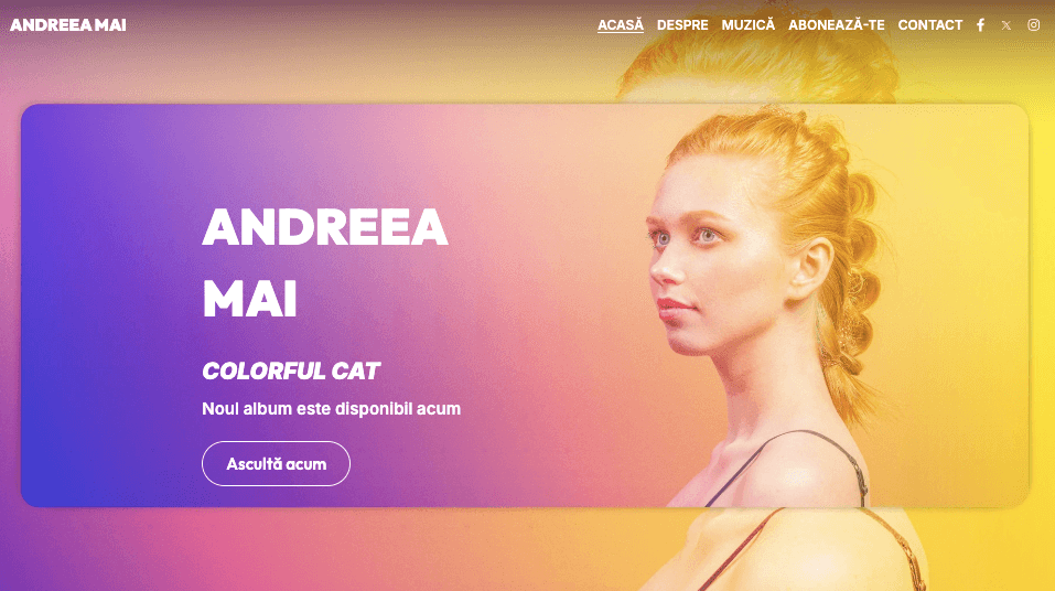 Șablonul Andrea May de la Strikingly