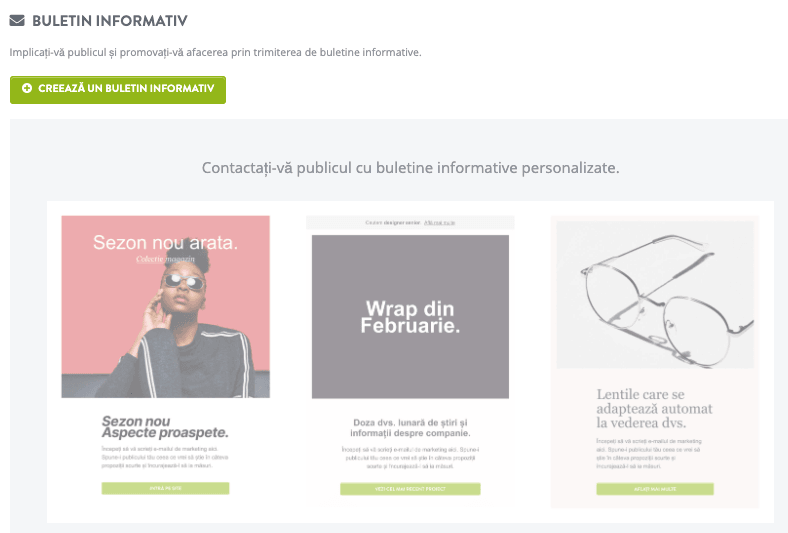 Buletin informativ Strikingly