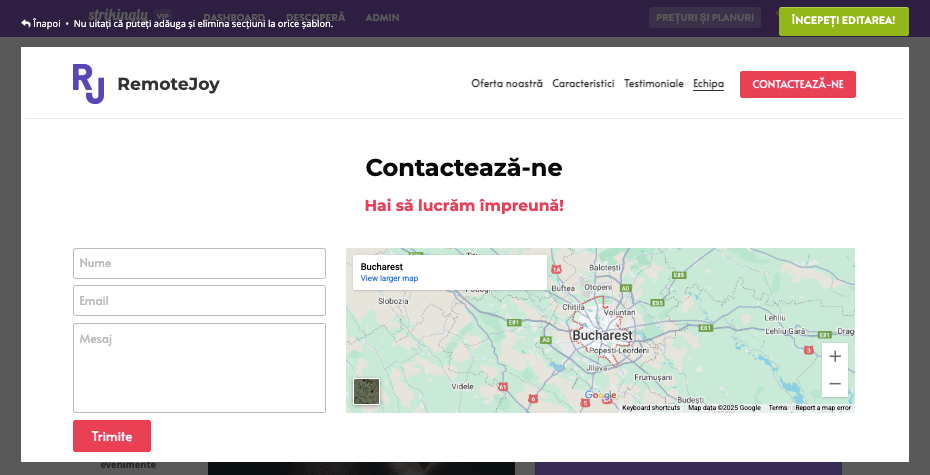 Formular de contact pentru întrebări -