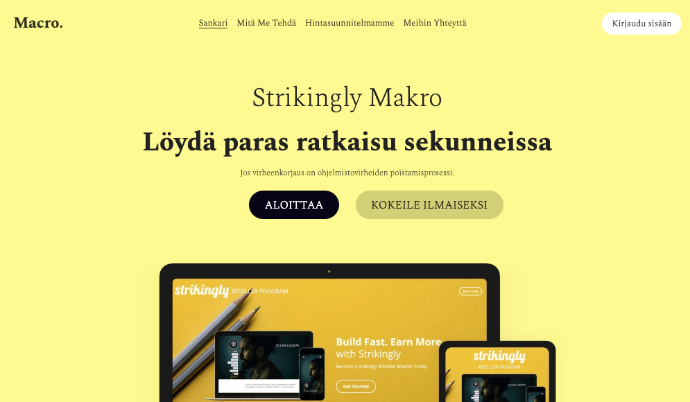 Makrotemplaatti Strikinglyltä