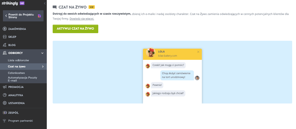 Wdrażaj dobrą obsługę klienta dzięki integracji czatu na żywo Strikingly