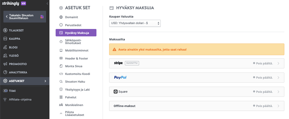 Geotargeting With Strikingly - Valuuttavaihtoehdot