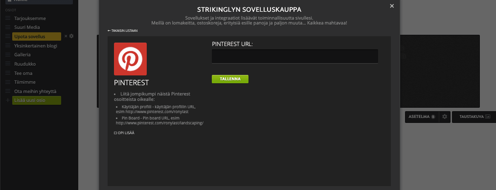 Kopioi Pinterest-widgetkoodi