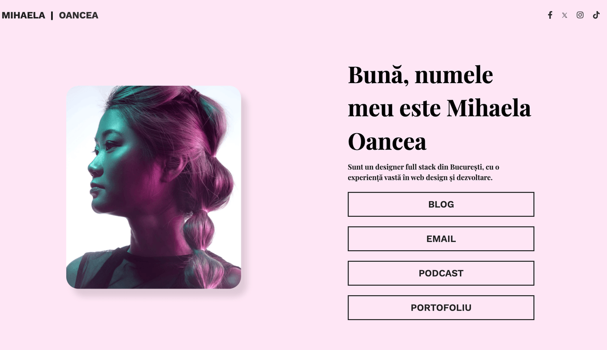 Șablon de link bio de la Strikingly