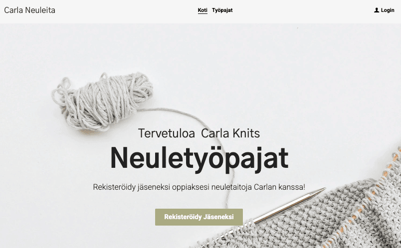 Strikingly: Carla Knits Verkkokurssin Mallipohja