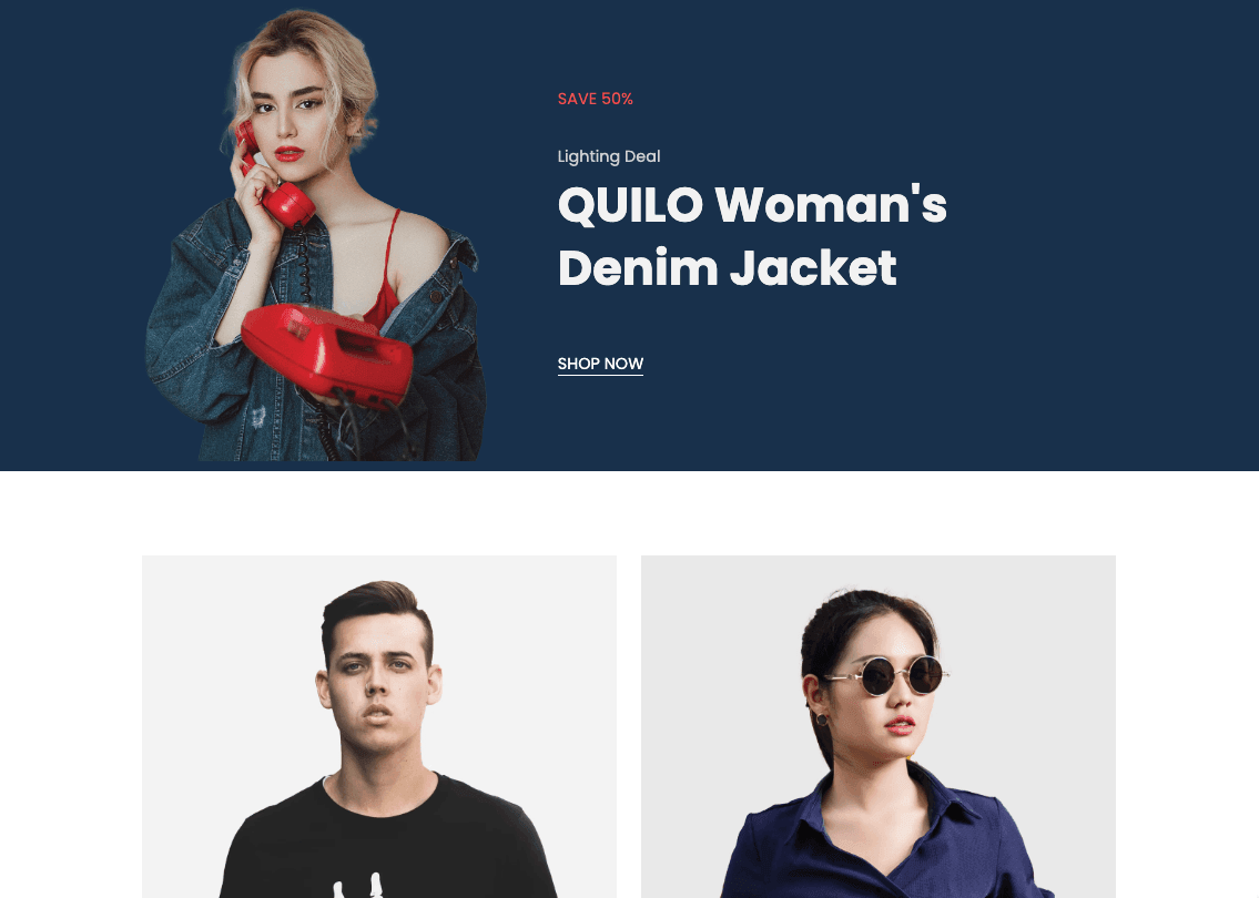 قالب متجر Quilo عبر الإنترنت من Strikingly