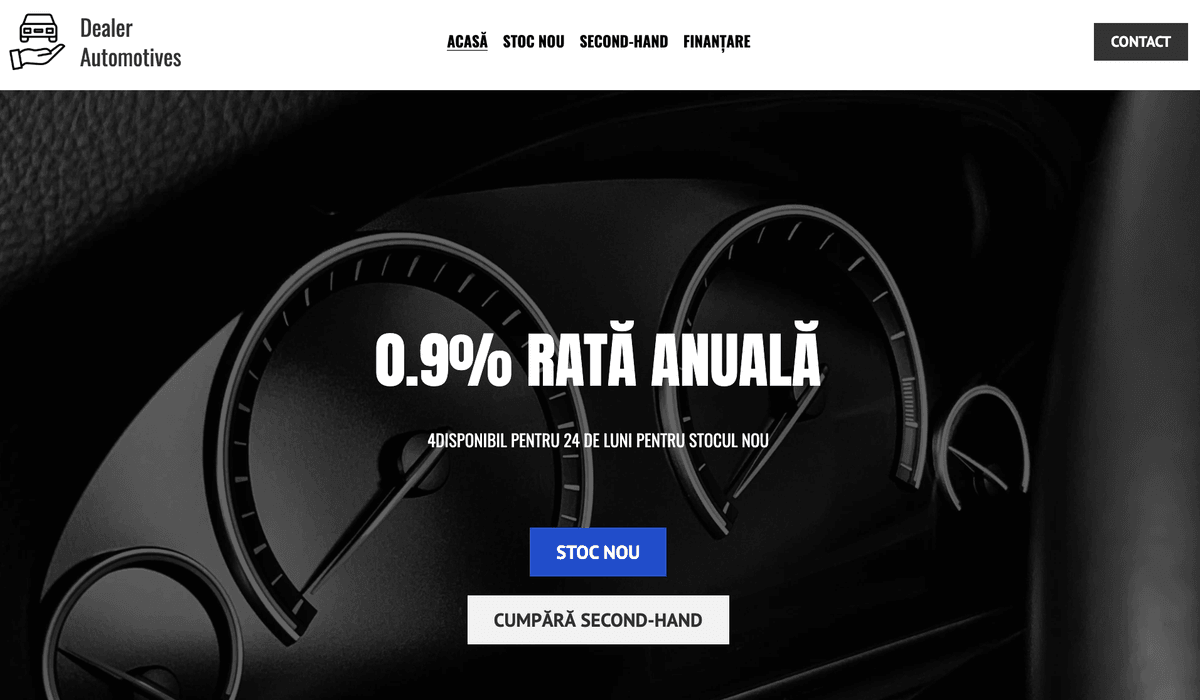 Șablon de dealership auto de la Strikingly