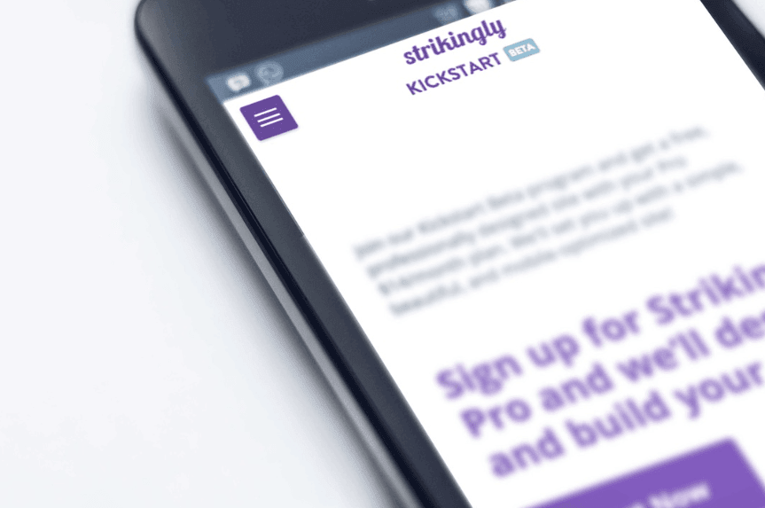 برنامج Strikingly Kickstart على الأجهزة المحمولة