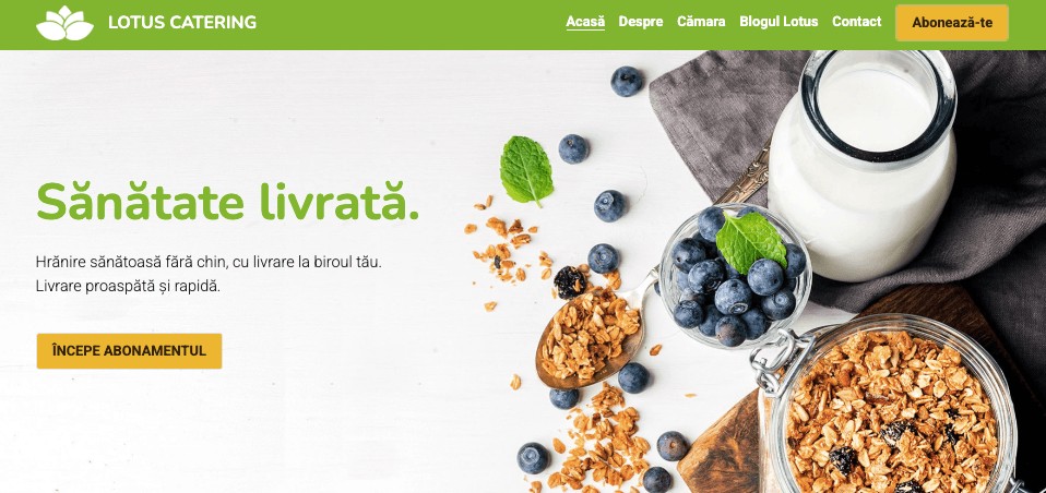 Lotus Catering Template de la Strikingly