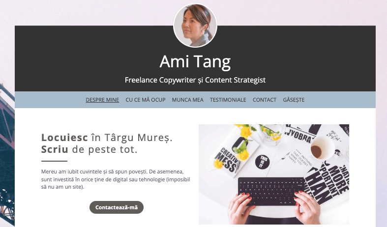 Șablon profil de la Strikingly