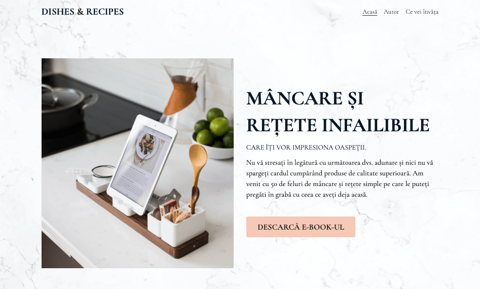 Șabloane de mâncăruri și rețete de la Strikingly