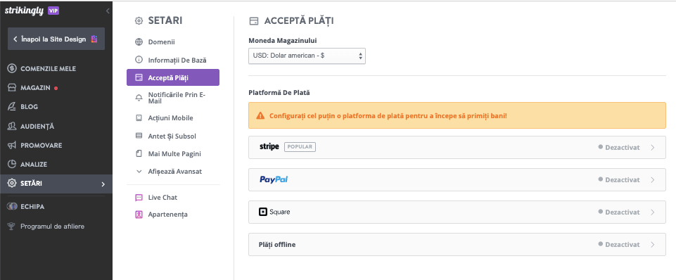 Activați funcțiile de e-commerce