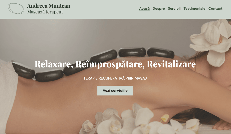 Șablon de terapeut de masaj de la Strikingly