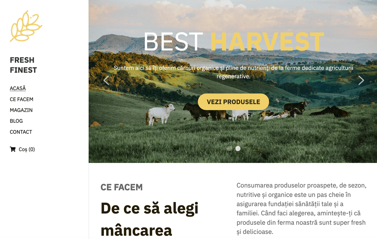 Șablon Fresh Finest de la Strikingly