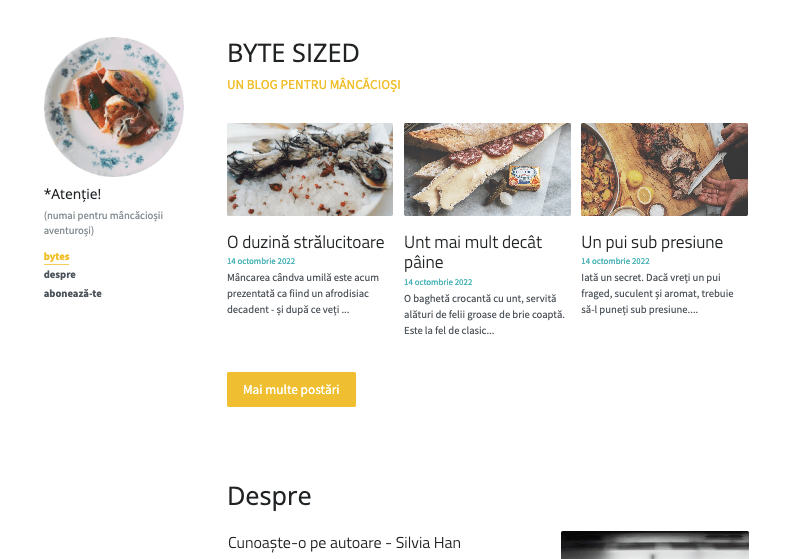 Pe scurt Blog șablon de la Strikingly