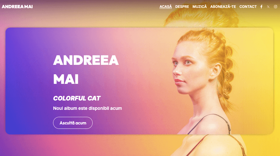 Șablon Andrea May de la Strikingly