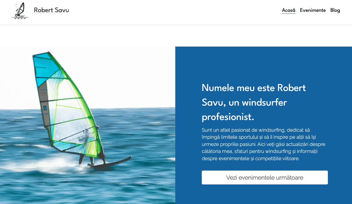 Șablon Windsurfer de la Strikingly