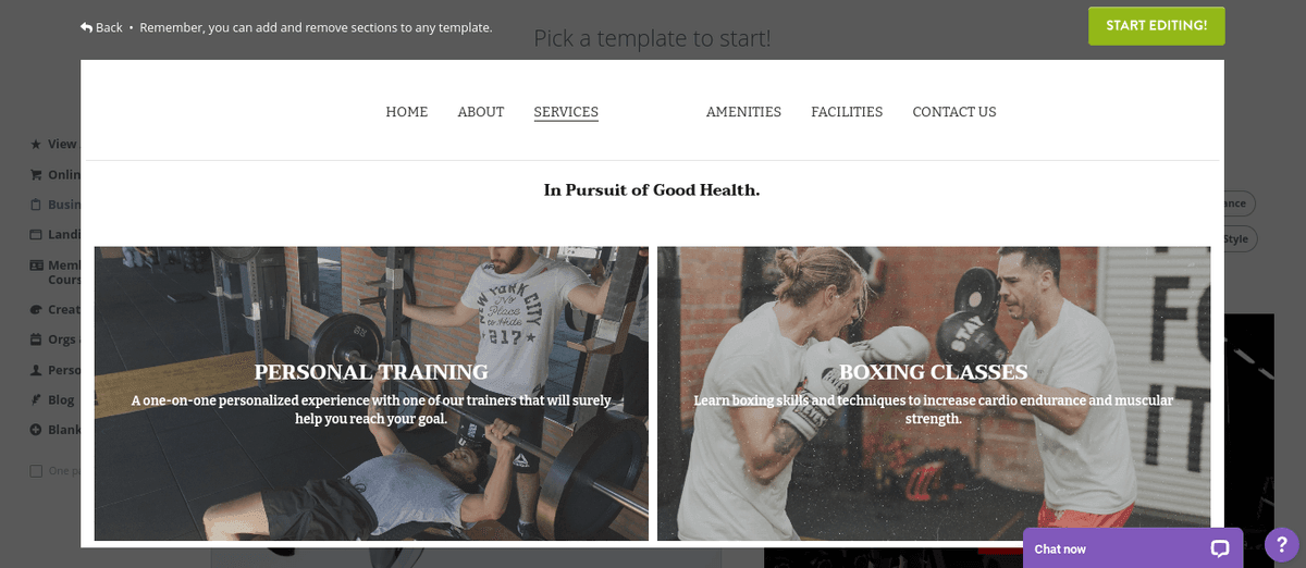 Strikingly - ghidul perfect pentru a lansa cu succes o afacere în domeniul fitnessului - funcții de e-commerce integrate
