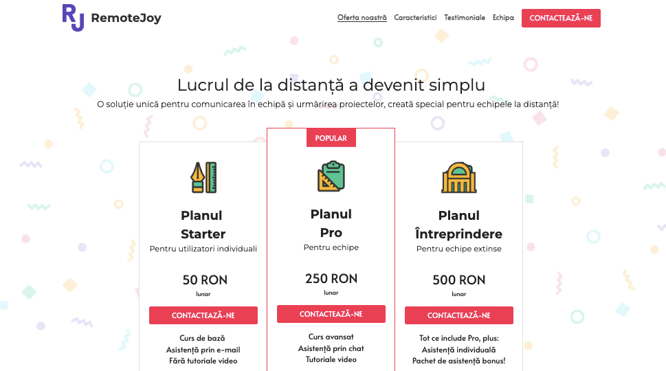 Șablon Remote Joy de la Strikingly