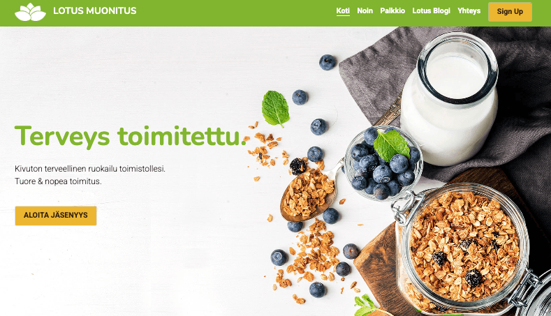 Lotus Catering verkkokaupan malli