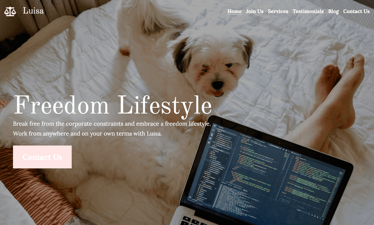 Șablonul Freedom Lifestyle de la Strikingly