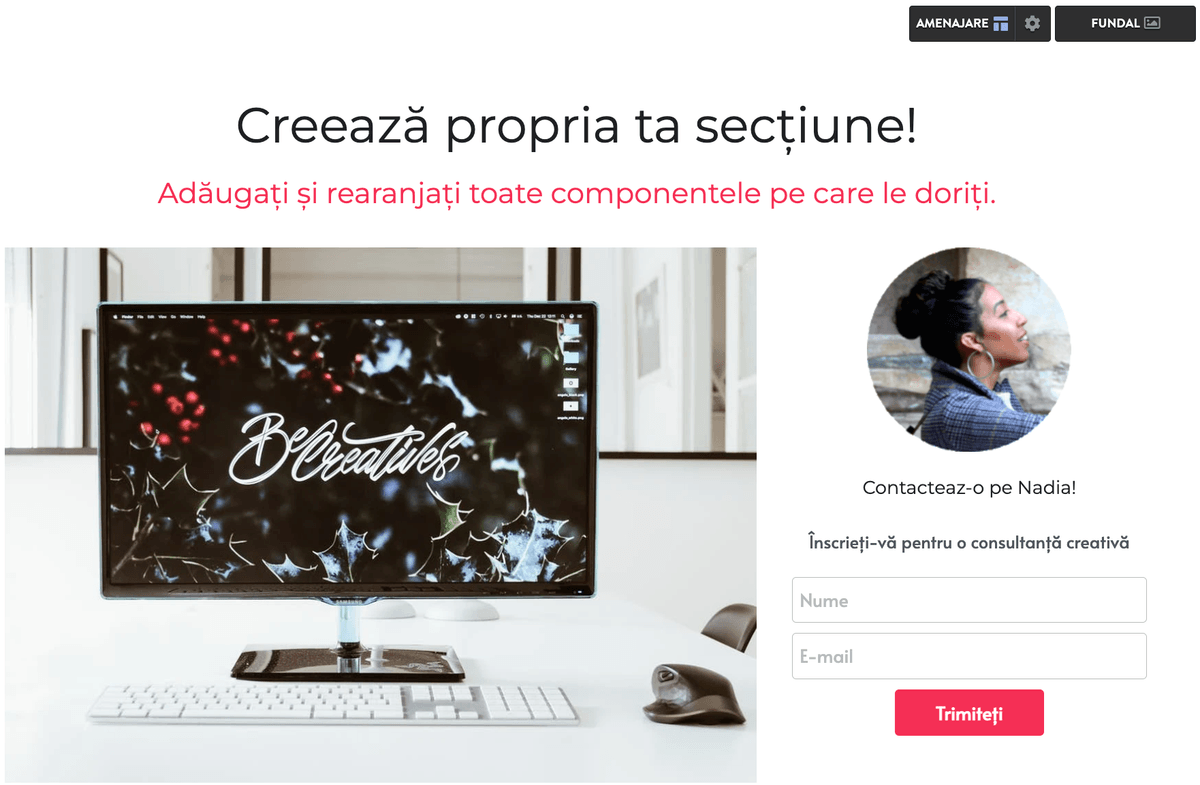 Strikingly creează-ți propria secțiune