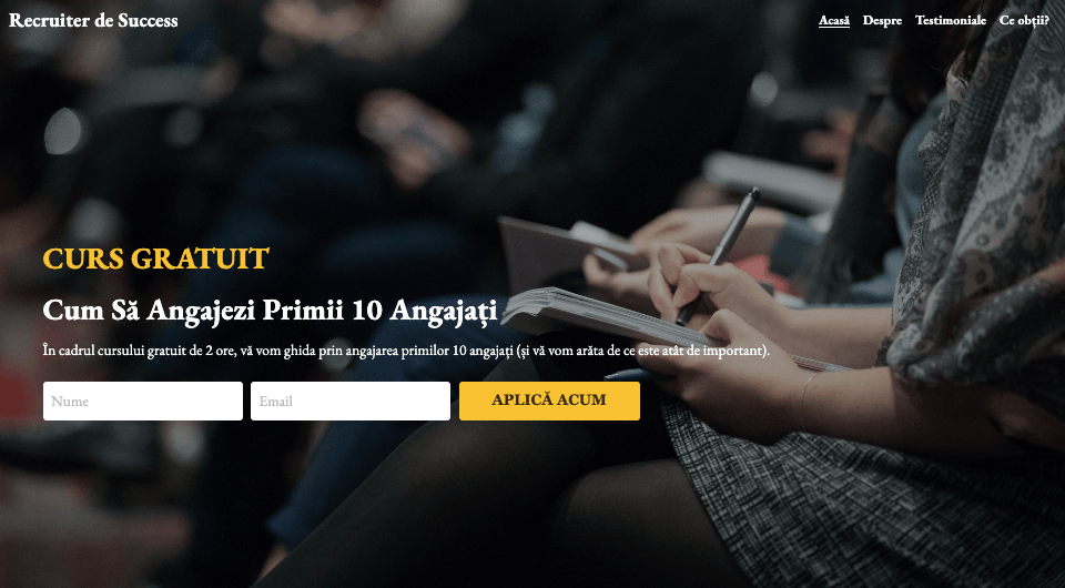 Șablonul de succes pentru recrutori de la Strikingly