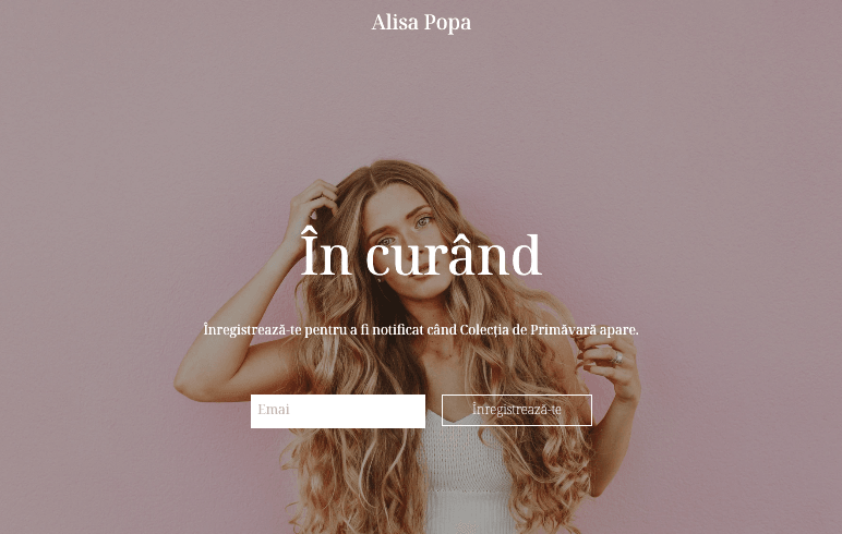 Șablon în curând cu buton de cerere de acțiune