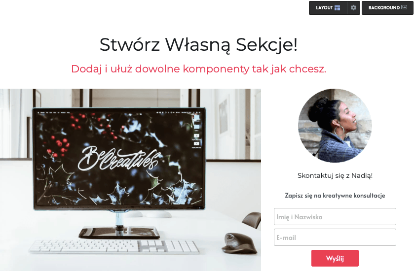 Strikingly Stwórz Własną Sekcję