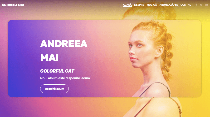 Șablonul Andrea May de la Strikingly