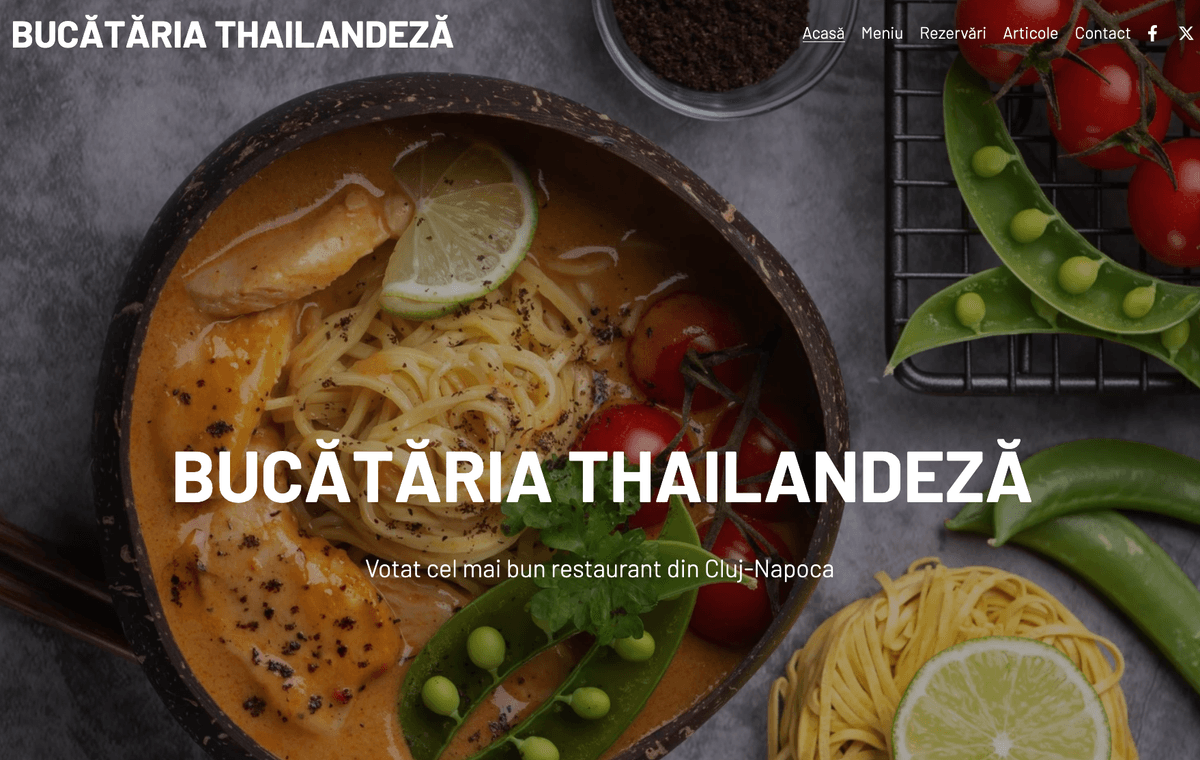 Șablonul de mâncare thailandeză de la Strikingly