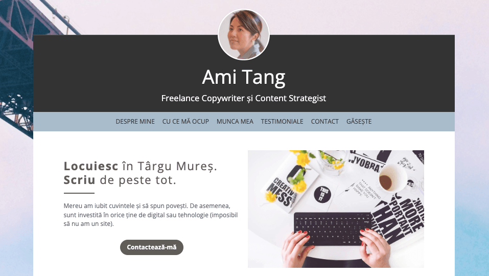 Șablon de profil de la Strikingly