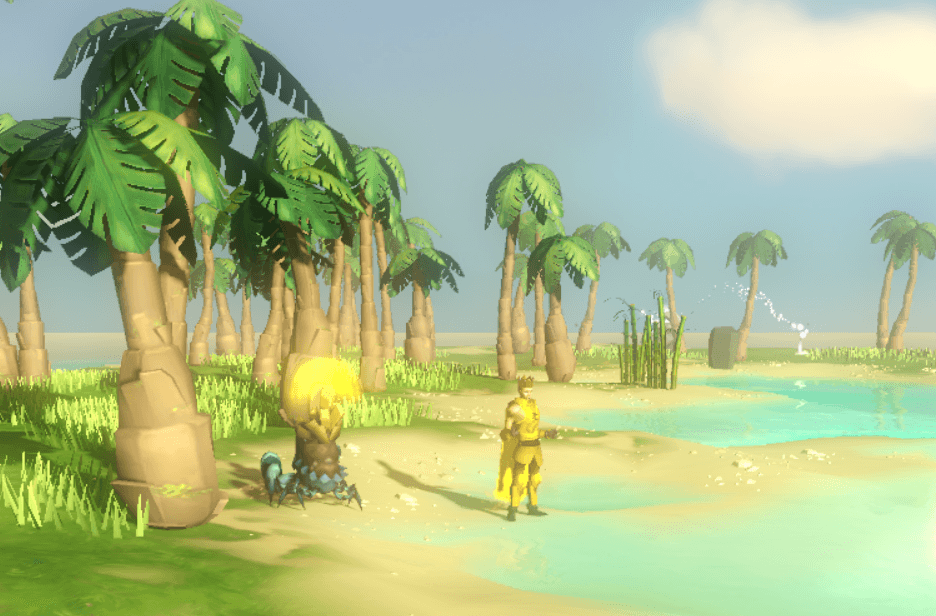 Screenshot from the the MMORPG Runescape showing player's character on an island.