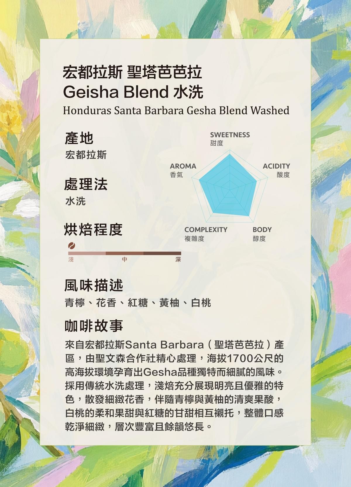 限量  淺焙【宏都拉斯 聖塔芭芭拉 Geisha Blend】水洗  掛耳包 / 濾掛包