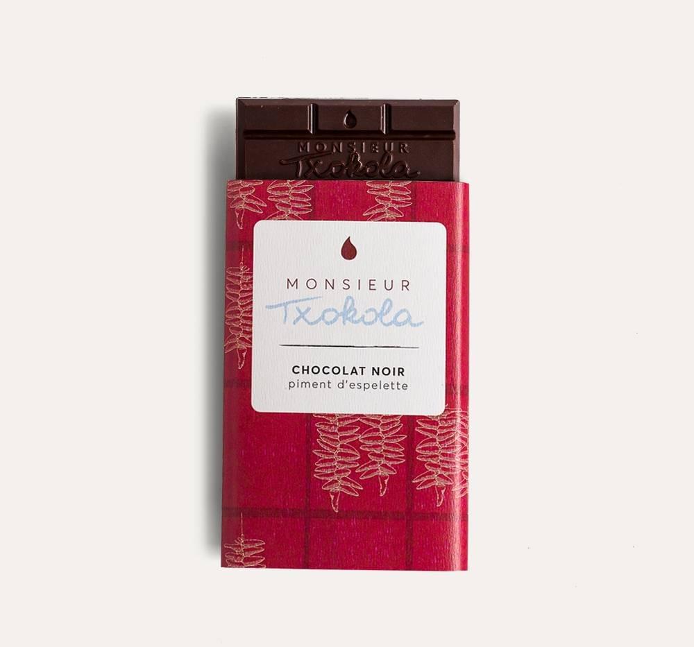 Chocolat noir 64% au Piment d'Espelette  - Artisanal - Monsieur Txokola